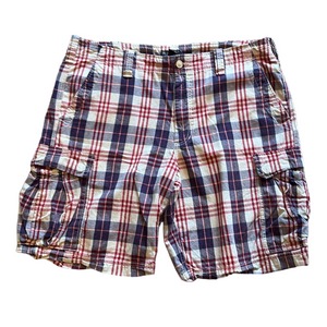Polo Mens 40 Red and Blue Plaid Cargo Shorts